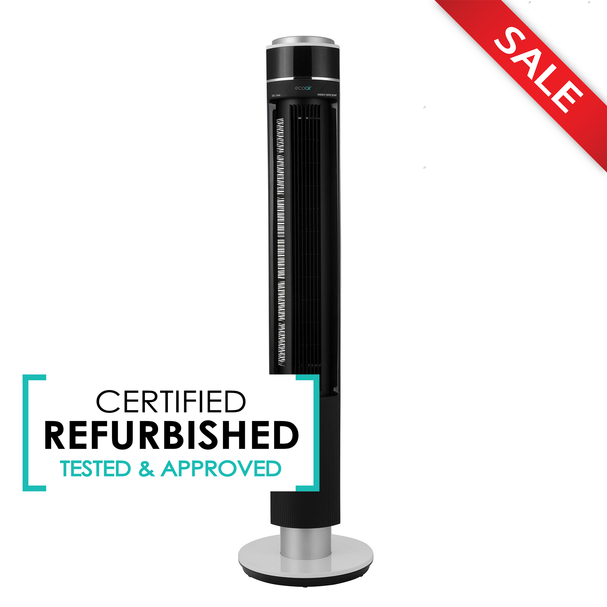 Halo in Piano Black - Low Energy Tower Fan 2.8 Watt per hour - Certified Refurbished - Like New