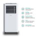 CrystalMK3 4-in-1 Portable Air Conditioner Remote Control Powerful Energy Saving Energy Efficiency Sleep Mode 9000BTU Features