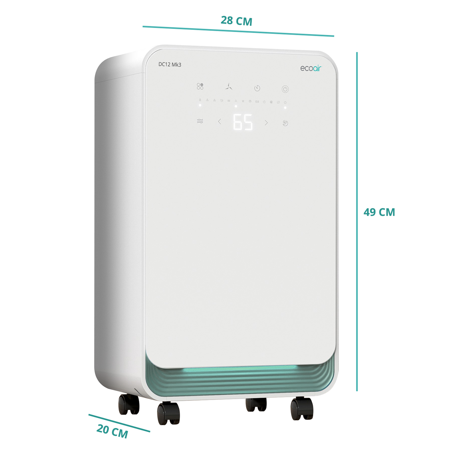 EcoAir DC12 MK3 Portable Dehumidifier with Digital Hygrometer Display