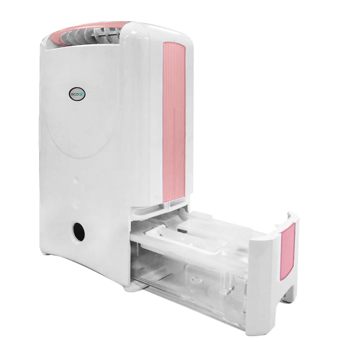 EcoAir DD1 Simple MK3 Lightweight 7.5L Rotary Dial Antibacterial Filter Pink Desiccant Dehumidifier Water Tank
