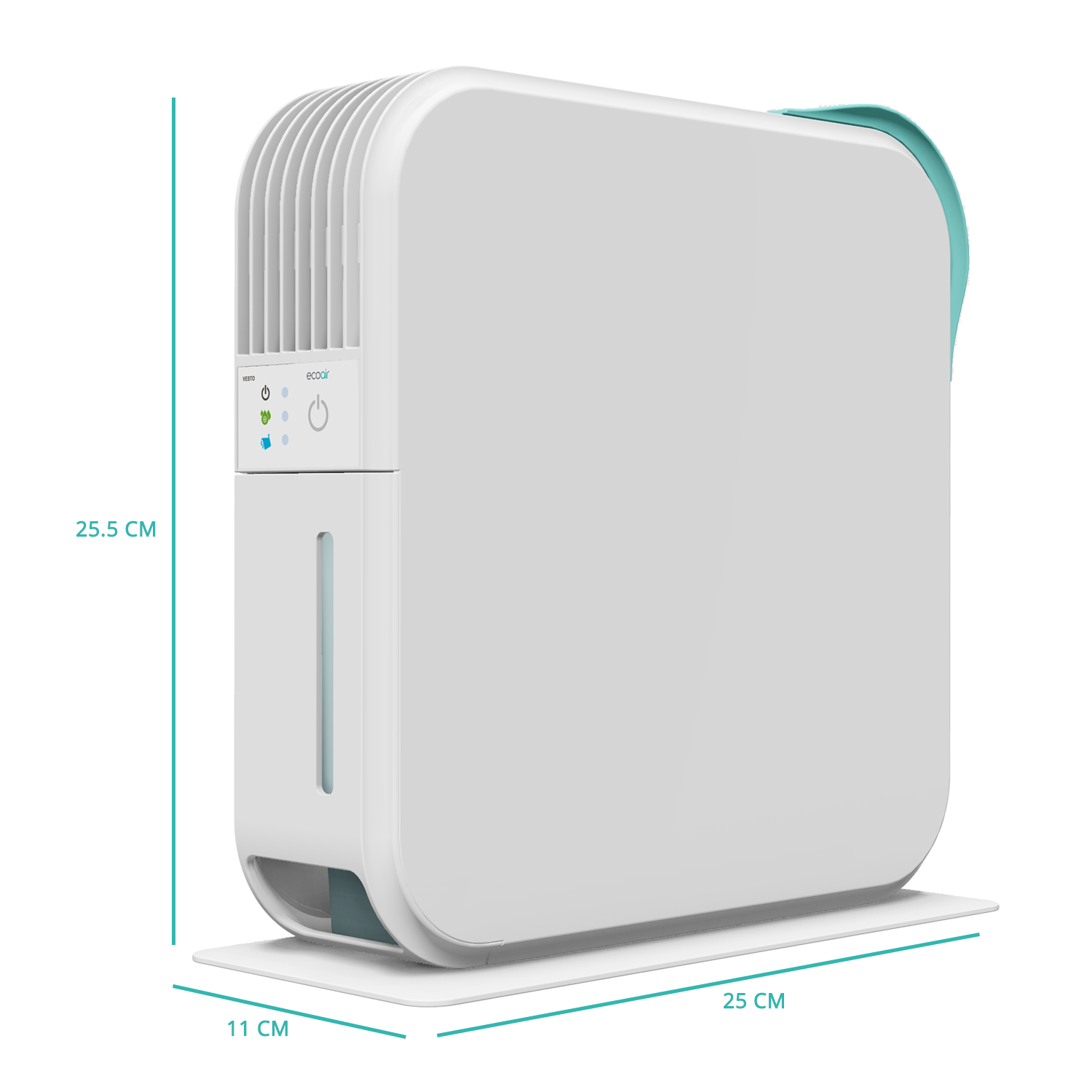 EcoAir Vesto Photocatalyst Air Purifier Dehumidifier Double Filtration 800ml 400ml Per Day 3M Cord 25.5x11x25 CM