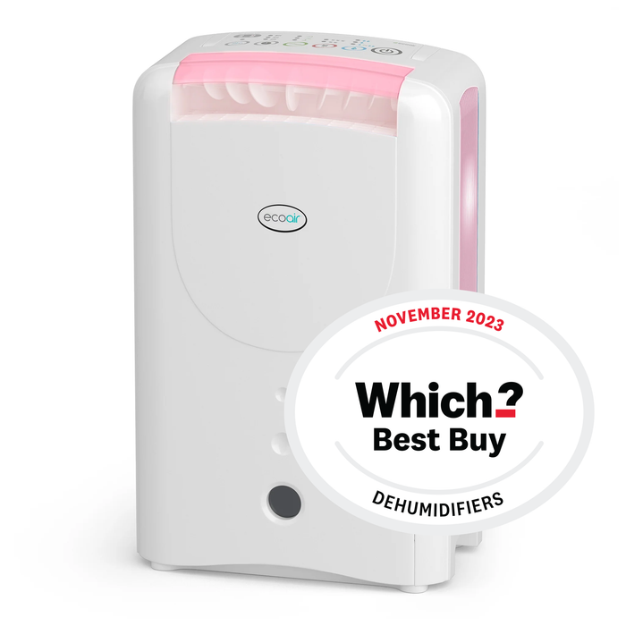 DD1 CLASSIC MK6 Desiccant Dehumidifier 7.5L | Electronic Control | Ioniser & Antibacterial Filter | PINK