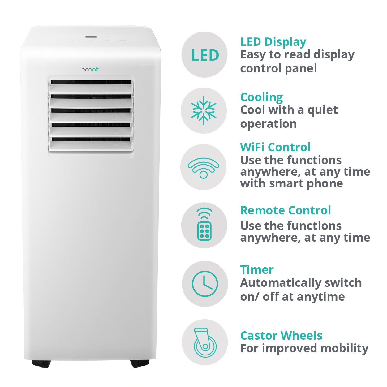 Portable Air Conditioning Class A Energy | 5-in1 Air Conditioning, Dehumidifier, Fan, Sleep Mode & WIFI | FREE Window Seal Kit | 9000 BTU Crystal MK2 - Good
